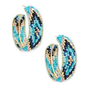 Britt Kendra Scott Gold and blue hoop earrings